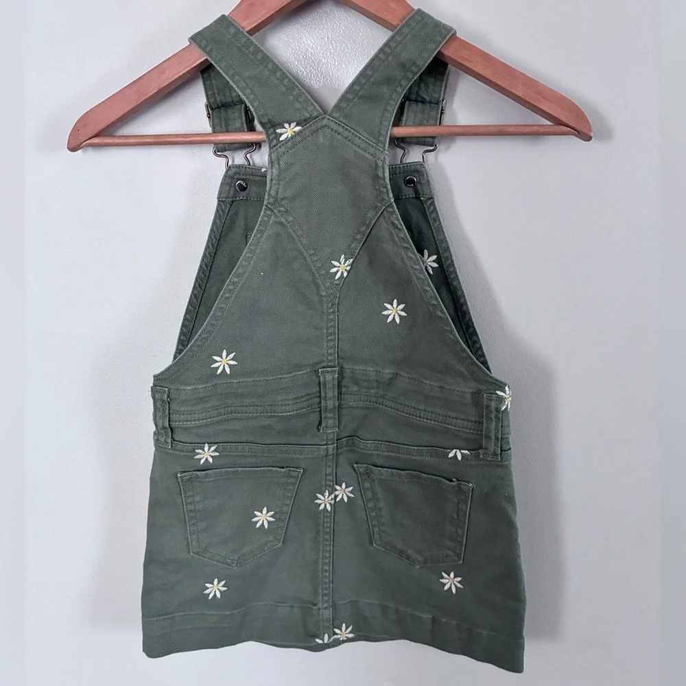 Gap Green Overalls with Floral Embroidery Sz Xsmall